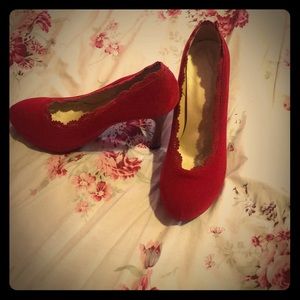 Red heels with lace detailing